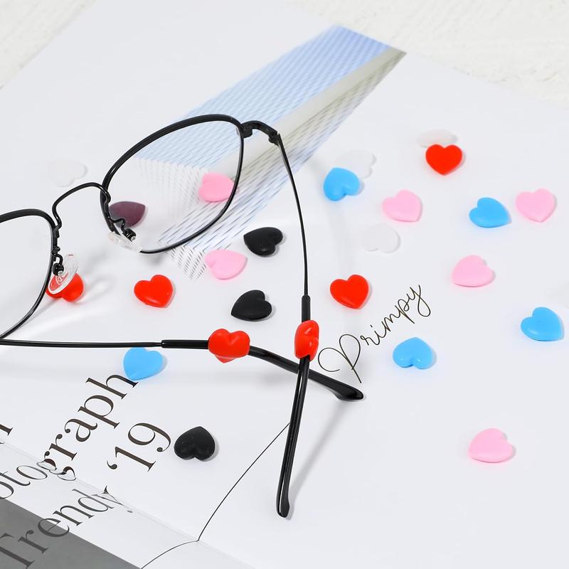 12 Pairs  Glasses Ear Grip Anti-Slip Holder for Sunglasses Eyeglasses Ear Grips Glasses Grip Eyeglass Temple Tip Sleeve Holder Heart-Shaped Retainers Soft Hooks