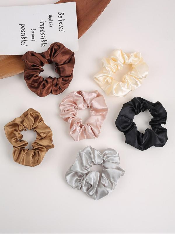 Mixed Color Ruched Design Hair Scrunchies, Elegant High Stretch Hair Tie for Women & Girls, Minimalist Headwear Suitable for Daily and Casual Party