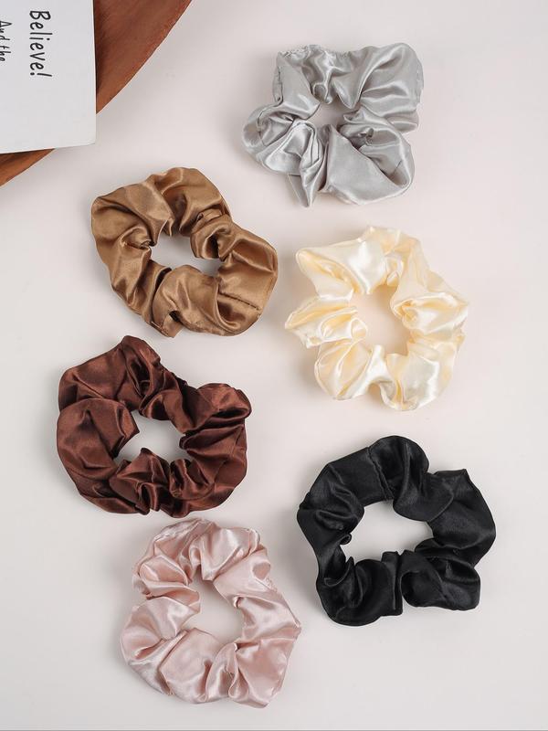 Mixed Color Ruched Design Hair Scrunchies, Elegant High Stretch Hair Tie for Women & Girls, Minimalist Headwear Suitable for Daily and Casual Party