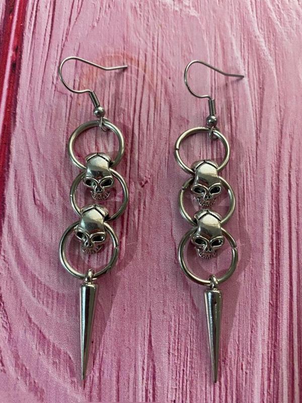 Punk Style Hollow Out Skull Design Dangle Earrings, Fashion  Gothic Jewelry for Party, Daily Clothing Decor, Trendy All-match & Exquisite Jewelry for Birthday Gift