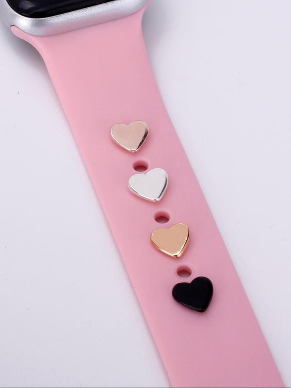 Heart Shaped Charm Watch Band Decorative Nail Buckle, Fashion Watch Accessories for Women & Girls, Trendy All-match & Exquisite Watch Strap Accessories for Birthday Gift