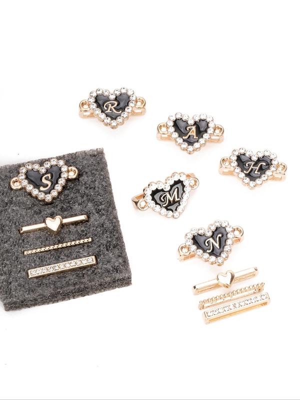 Heart & Letter Design Watch Band Charms, Rhinestone Decor Watch Band Accessories for Women & Girls, Trendy All-match & Exquisite Watch Accessories for Birthday Gift