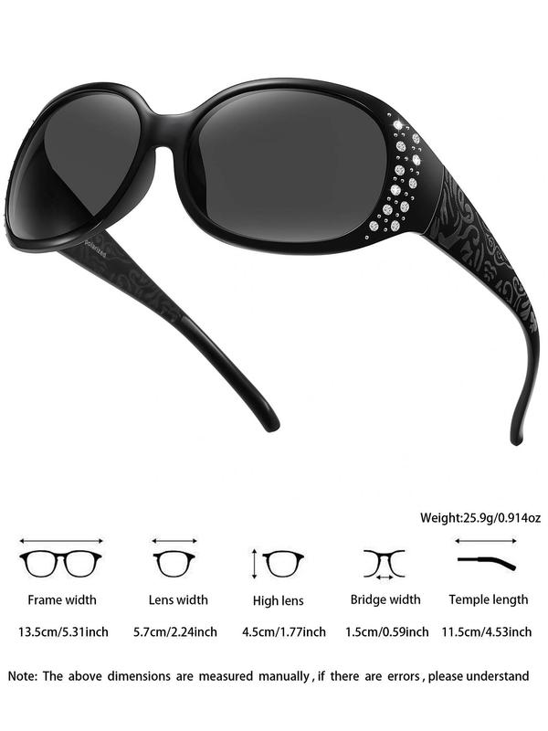 Vintage Rhinestone Decorated Oval Frame Sunglasses, Trendy Sunglasses for Everyday Use, Fashion Accessories for Outdoor Activities