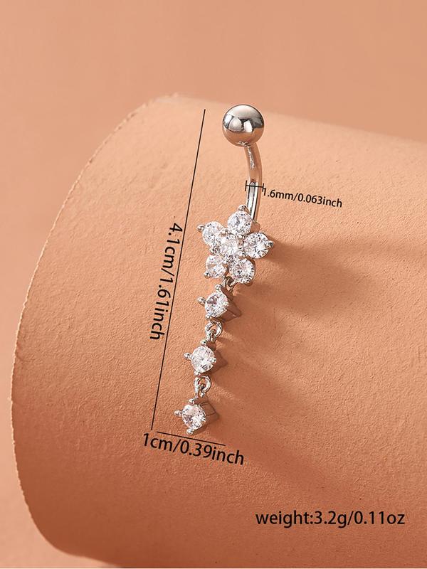 Women's Elegant Rhinestone Decorated Belly Ring, Exquisite Star Design Belly Piercing Stud， Fashionable Body Jewelry for Women for Party Decoration