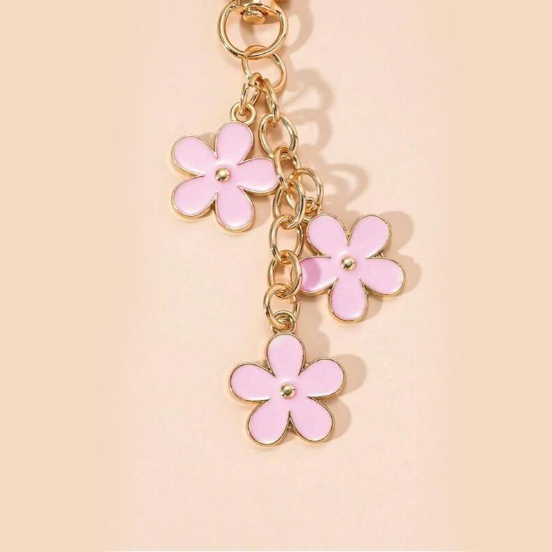 Flower Pendant Keychain, Summer Car Flower Keychain Pendant, Cute Car Decoration for Women and Girls, Car Accessories