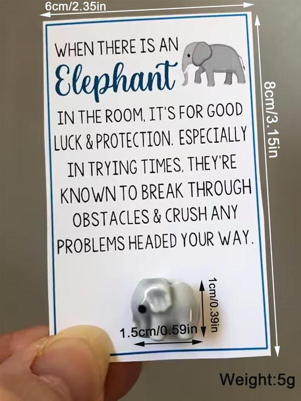 Cute Elephant Design Ceramic Charm, Mini Elephant Good Luck Charm with Encouragement Card, DIY Jewelry Accessories for Women & Girls