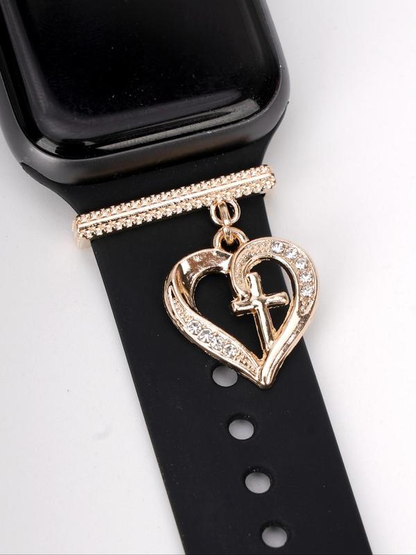 Heart Shaped Watch Band Ornament, Rhinestone Decor Watch Band Charm, Watch Strap Decorative Ring, Watch Accessories for Women & Girls