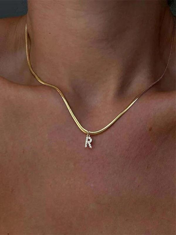 Fashion Letter Detail Pendant Necklace for Women, 2024 Fall Fashion Matching Chain Necklace Jewelry As Gift for Her for Party, Daily Clothing Decor, Trendy All-match & Exquisite Jewelry for Birthday Gift