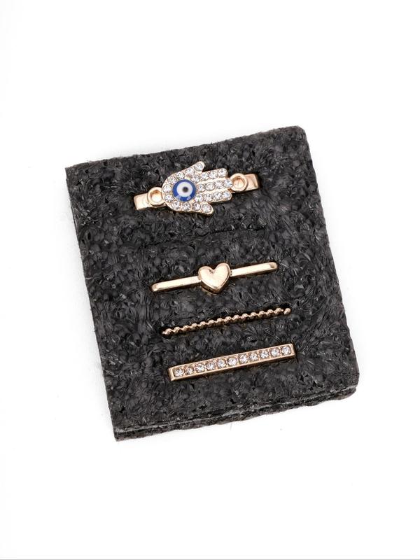 Fashionable Watch Band Decorative Ring Loop, Rhinestone Decor Heart & Eye Design Watch Band Accessories for Women & Girls, Trendy  Watch Accessories for Birthday Gift