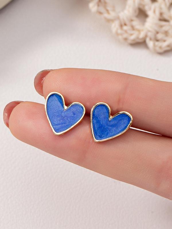 Cute Heart Design Stud Earrings, Fashionable Jewelry for Women, Fashion Jewelry for Party, Daily Clothing Decor, Trendy All-match & Exquisite Jewelry for Birthday Gift