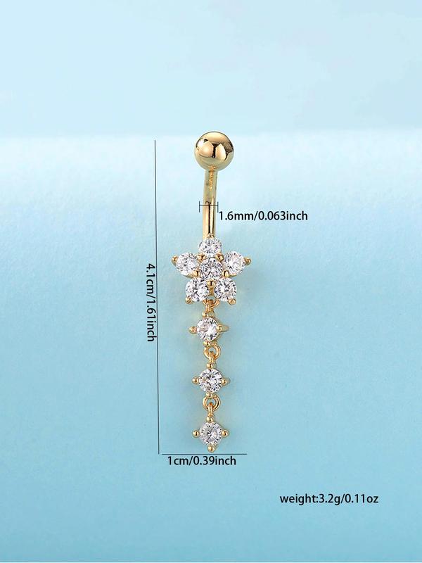 Women's Elegant Rhinestone Decorated Belly Ring, Exquisite Star Design Belly Piercing Stud， Fashionable Body Jewelry for Women for Party Decoration