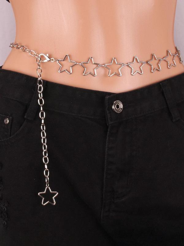 Star Decor Chain Belt, Fashionable Waistband for Women & Men, Casual Waistband for Jeans, Skirts, Fashion Belt for Party, Daily Clothing Decor