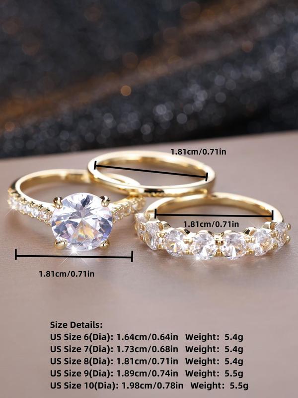 Fashion Rhinestone Decorated Ring for Women (3pcs set), Elegant Fashion Jewelry for Party, Daily Clothing Decor, Trendy All-match & Exquisite Jewelry for Birthday Gift