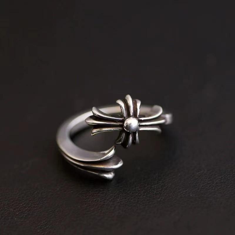 Fishtail cross ring men and women couple fashion personality ring swing tail ring punk