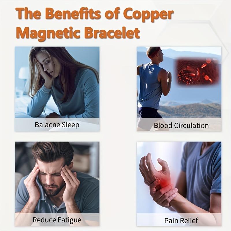 3x Men's Copper Bracelet Triple Super Strong Magnet, 99.99% Pure Copper Magnetic Bracelet with Adjustable Size Tool, Men's Valentine's Day Jewelry Gift