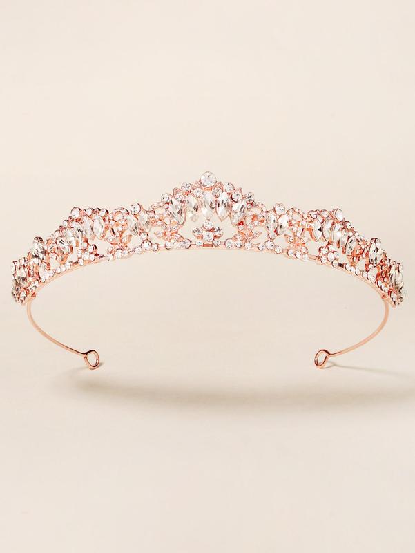 Women's Alloy Rhinestone Decor Crown Bridal Headband, Trendy Elegant Bridal Crown, Stylish Hair Accessories for Wedding Party Hairstyle Ideas