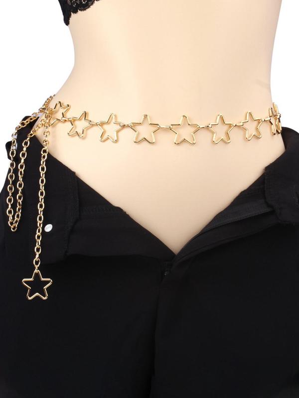 Star Decor Chain Belt, Fashionable Waistband for Women & Men, Casual Waistband for Jeans, Skirts, Fashion Belt for Party, Daily Clothing Decor