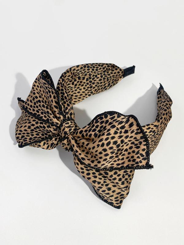 Leopard Print Bow Decor Headband for Women & Girls, High Head Thick Sponge Non-slip Wide Band Hair Hoop for Daily Wear, Party, Daily Clothing Decor