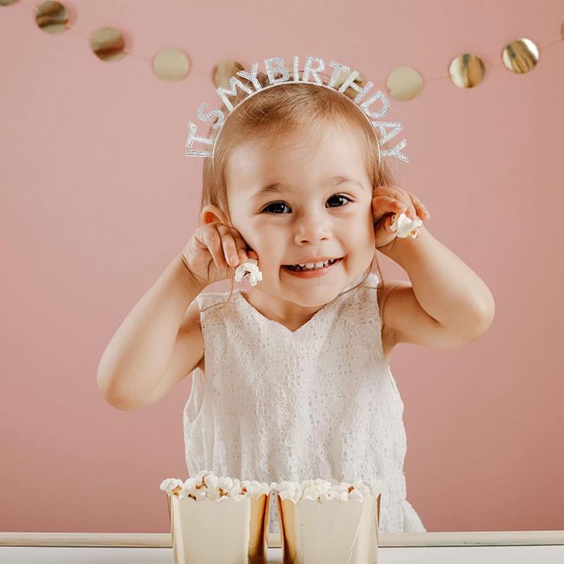 Silver Birthday Crown for Girls, Cute Birthday Sash & Birthday Tiara for Women Set, Sweet Birthday Headband Birthday Decorations Birthday Gifts for Women