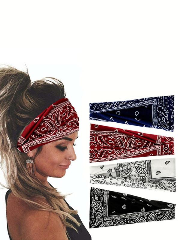 Paisley Pattern Twist Design Sports Hair Band, Breathable Sweat-absorbing Hair Band for Women, Sport Hair Band for Gym Workout Running