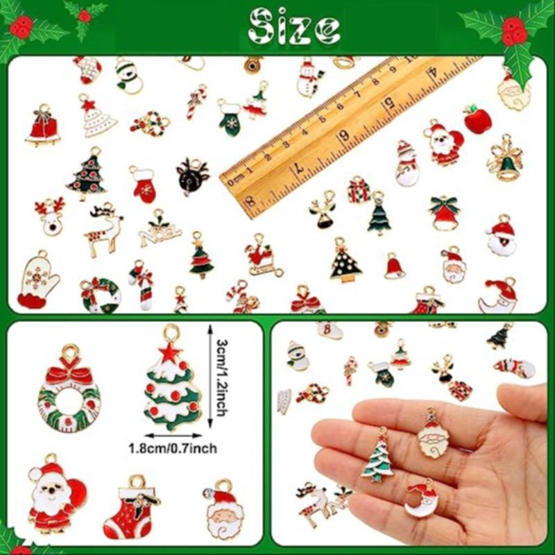 Christmas Themed Alloy Pendant, 50pcs set Mini Cute Snowman & Elk & Santa Claus Pendant, DIY Jewelry Making Supplies for Bracelet & Necklace