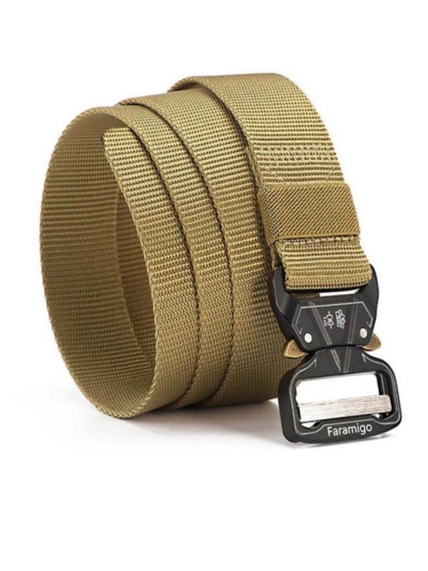 Solid Color Nylon Tape Belt for Men and Women, Quick Release Buckle Belt, Military Tactical Belt, 2024 Matching Outfit for Back To School, Fall Outfits, Earthtone Fall Freshness