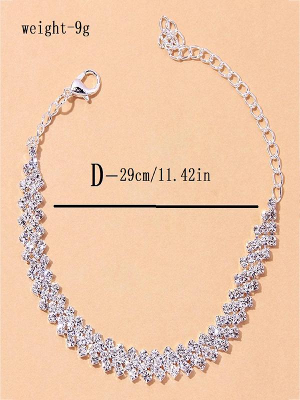 Women's Elegant Rhinestone Decorated Anklet,  Simple Trendy Alloy Anklet, Fashionable Body Jewelry for Daily & Party Decoration