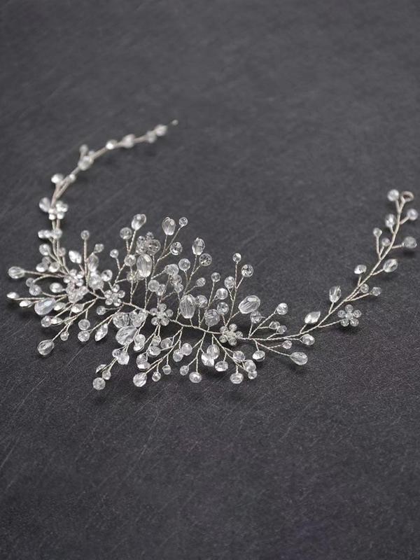 Rhinestone Decorated Flower Design Headband for Wedding, Bridal Party Favor Hair Accessory, Trendy Luxury Hairwear for Banquet & Wedding Party