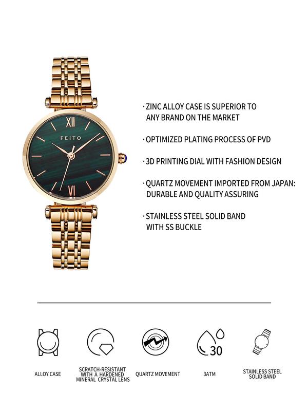 Women's Elegant Round Dial Analog Quartz Watch, Simple Plain Trendy Wristwatch, Fashionable Watch for Women As Gift