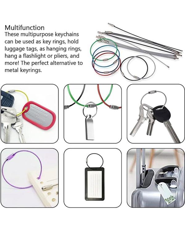 Stainless Steel Keychain Cable, Large Key Ring, Key Chain for Luggage Tag, Key Tag, Kitchen Utensils, Fashion Accessories for Women & Men