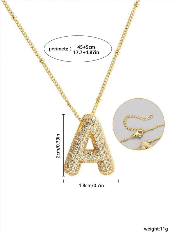 Rhinestone Decorated Bubble Letter Pendant Necklace for Women & Men, Fashion Jewelry for Party, Daily Clothing Decor, Trendy All-match & Exquisite Jewelry for Birthday Gift