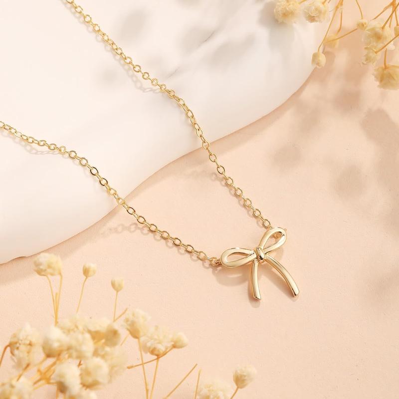 FREEKISS Necklace For Women Bow Dainty Necklace Cute Small Tiny Pendant Choker Chain Necklace Trendy Necklaces For Women Gift For Christmas