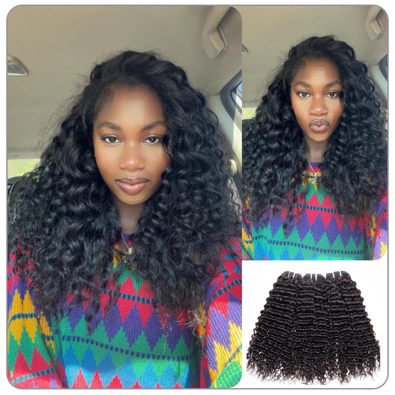 [Wequeen] Budget Friendly 10A Grade Brazilian Virgin 100% Human Hair Deep Wavy Kinky Curly Quick Weave Sew in Glue in Viral Hair Bundles