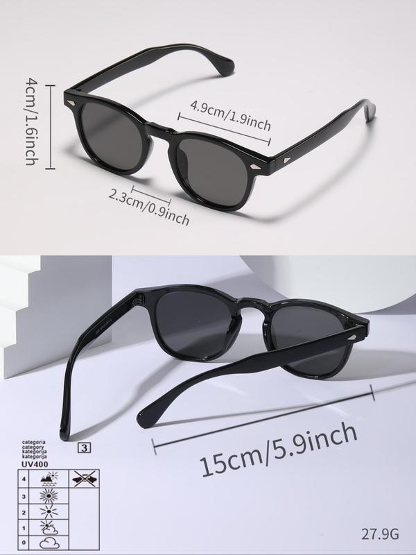 Unisex Vintage Square Frame Sunglasses, Trendy Casual Sunglasses for Everyday Use, Fashion Accessories for Outdoor Activities