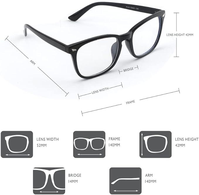 Computer Gaming Glasses ，2024 Fashion Square Glasses，Gaming Glasses,TV Glasses,Lightweight Frame Eyewear,Men Women，Clear Gaming Glasses