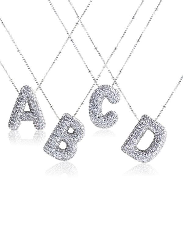 Rhinestone Decorated Bubble Letter Pendant Necklace for Women & Men, Fashion Jewelry for Party, Daily Clothing Decor, Trendy All-match & Exquisite Jewelry for Birthday Gift