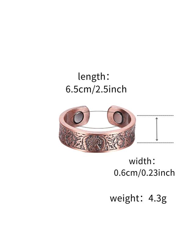 Men's Street Style Copper Magnetic Design Ring, Trendy Retro Thumb Ring, Fashion Vintage Jewelry for Party, Daily Clothing Decor As Gift