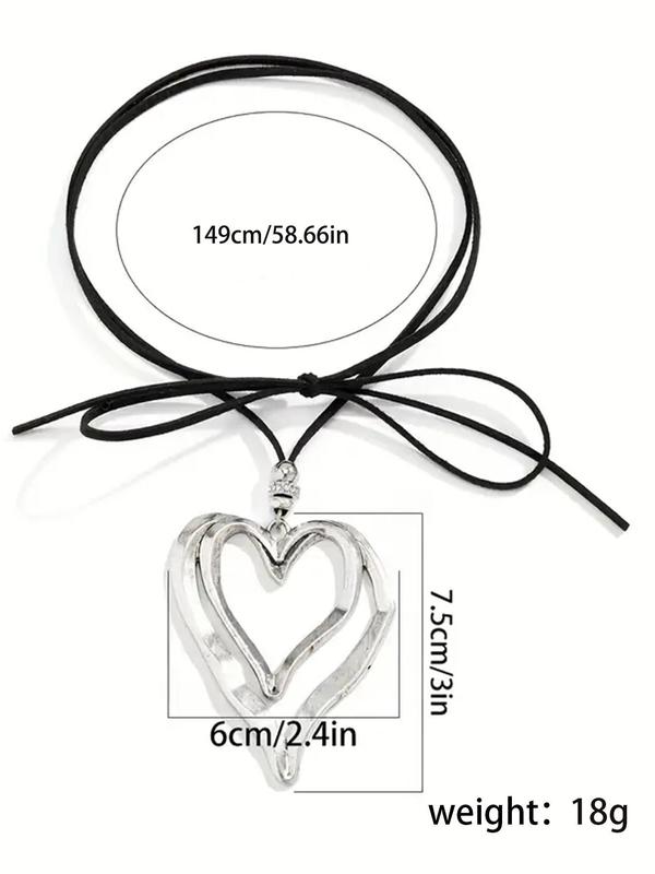 Fashionable Hollow out Double Layer Heart Design Pendant Necklace,  Minimalist Jewelry for Party, Daily Clothing Decor, Trendy All-match Jewelry for Birthday Gift