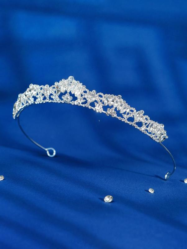 Women's Alloy Rhinestone Decor Crown Bridal Headband, Trendy Elegant Bridal Crown, Stylish Hair Accessories for Wedding Party Hairstyle Ideas