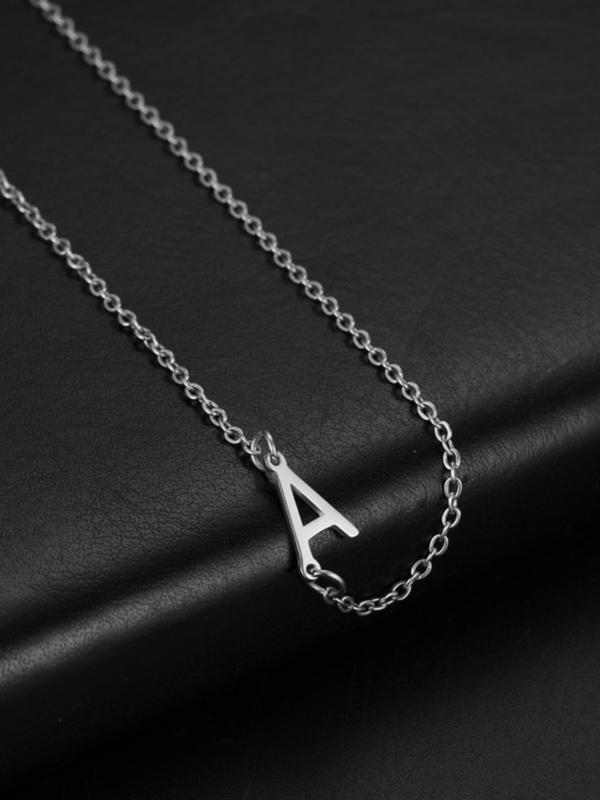 Simple Letter Charm Initial Pendant Necklace for Women for Gift, Stainless Steel Jewelry, Fashion All-match Accessory Back To School for Fall 2024