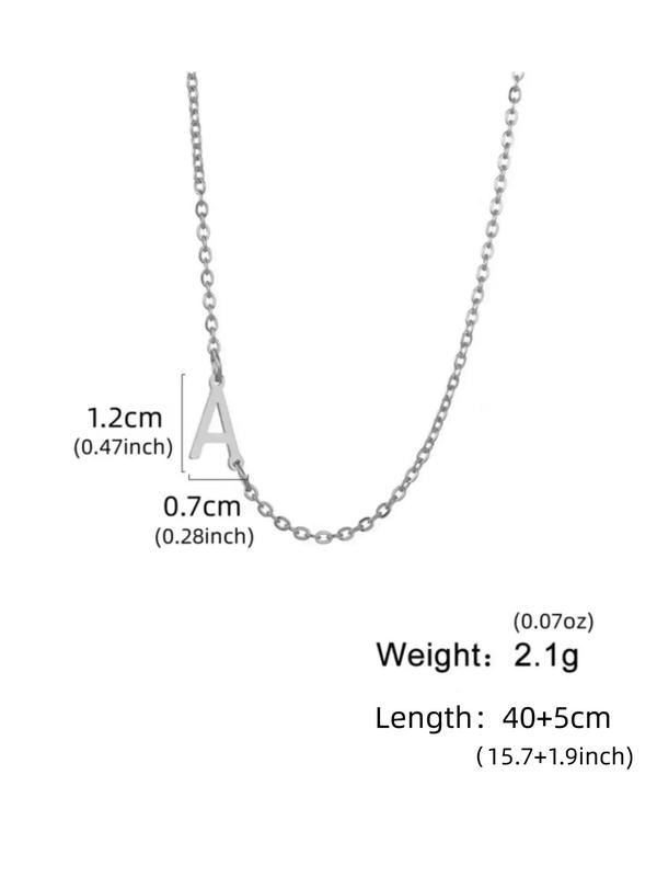 Simple Letter Charm Initial Pendant Necklace for Women for Gift, Stainless Steel Jewelry, Fashion All-match Accessory Back To School for Fall 2024