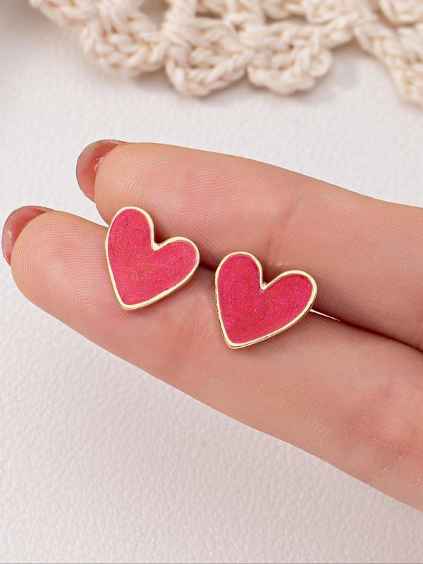 Cute Heart Design Stud Earrings, Fashionable Jewelry for Women, Fashion Jewelry for Party, Daily Clothing Decor, Trendy All-match & Exquisite Jewelry for Birthday Gift