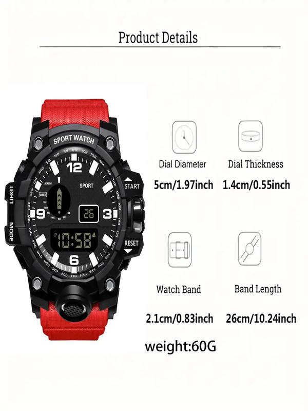 Men's Sporty Digital Watch, Fashionable Digital Watch with Luminous Dial & Alarm Clock Function, Waterproof Outdoor Watch for Men