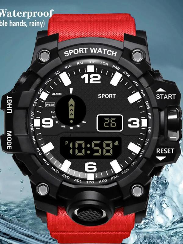 Men's Sporty Digital Watch, Fashionable Digital Watch with Luminous Dial & Alarm Clock Function, Waterproof Outdoor Watch for Men