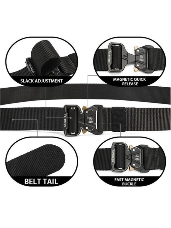 Solid Color Nylon Tape Belt for Men and Women, Quick Release Buckle Belt, Military Tactical Belt, 2024 Matching Outfit for Back To School, Fall Outfits, Earthtone Fall Freshness