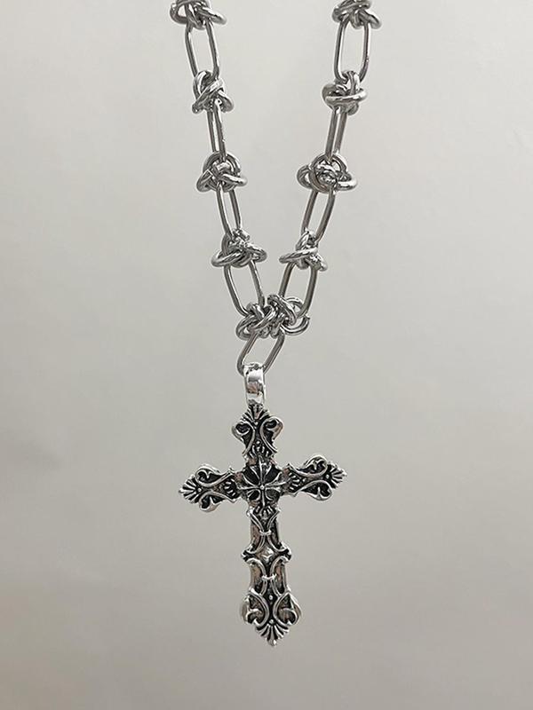 Vintage Cross Pendant Necklace, Punk Style Jewelry for Party, Daily Clothing Decor, Trendy All-match & Exquisite Jewelry for Birthday Gift