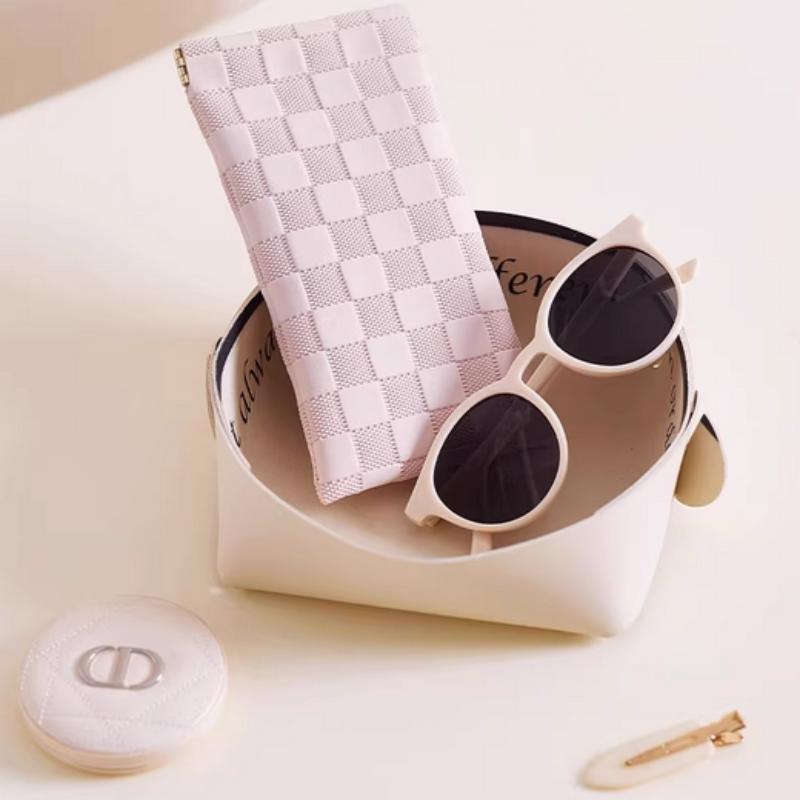 Portable Sunglasses Storage Bag, 2 Counts PU Leather Sunglasses Automatic Closed Case, Sunglasses Organizer for Outdoor Sports