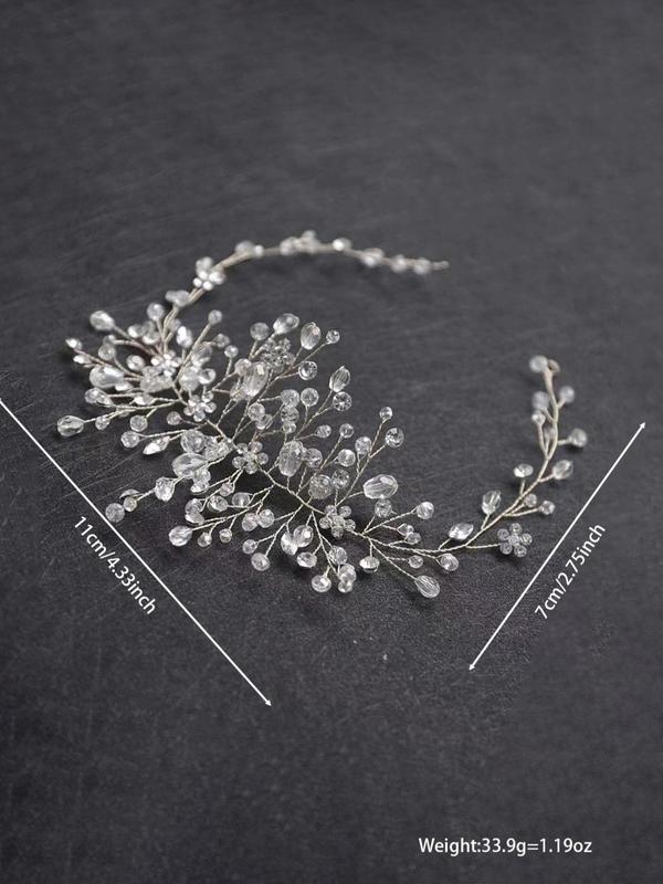 Rhinestone Decorated Flower Design Headband for Wedding, Bridal Party Favor Hair Accessory, Trendy Luxury Hairwear for Banquet & Wedding Party