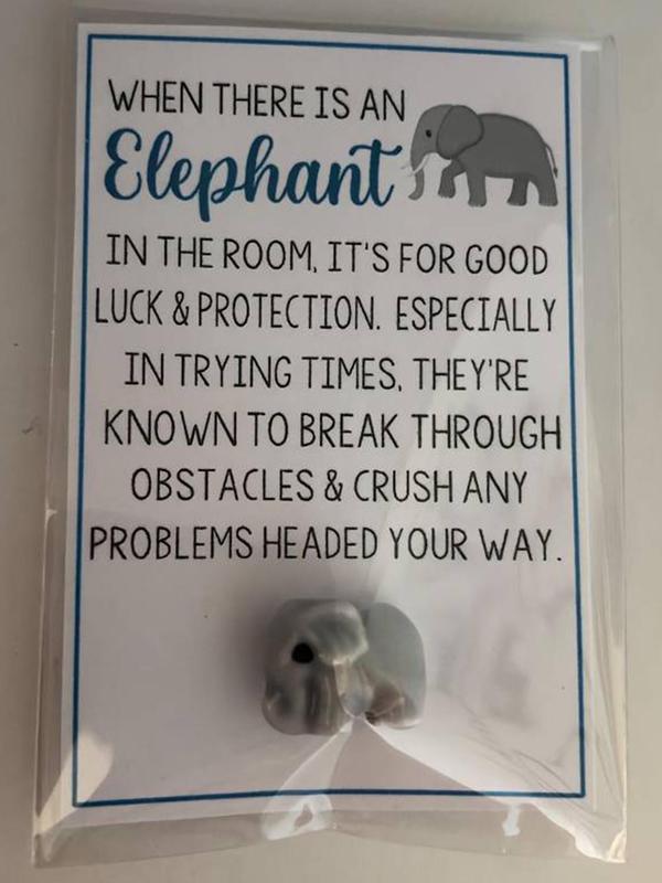 Cute Elephant Design Ceramic Charm, Mini Elephant Good Luck Charm with Encouragement Card, DIY Jewelry Accessories for Women & Girls