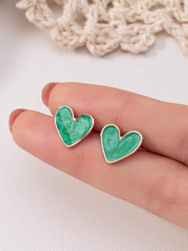 Cute Heart Design Stud Earrings, Fashionable Jewelry for Women, Fashion Jewelry for Party, Daily Clothing Decor, Trendy All-match & Exquisite Jewelry for Birthday Gift